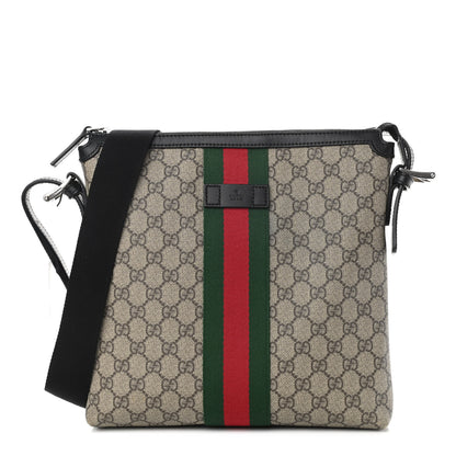 Gucci GG Supreme Monogram Web Messenger Bag Black 1 of 9