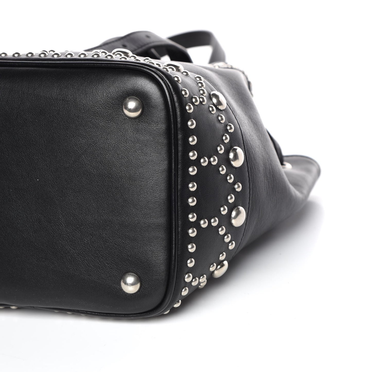 Calfskin Small Y Studs Bucket Bag Black