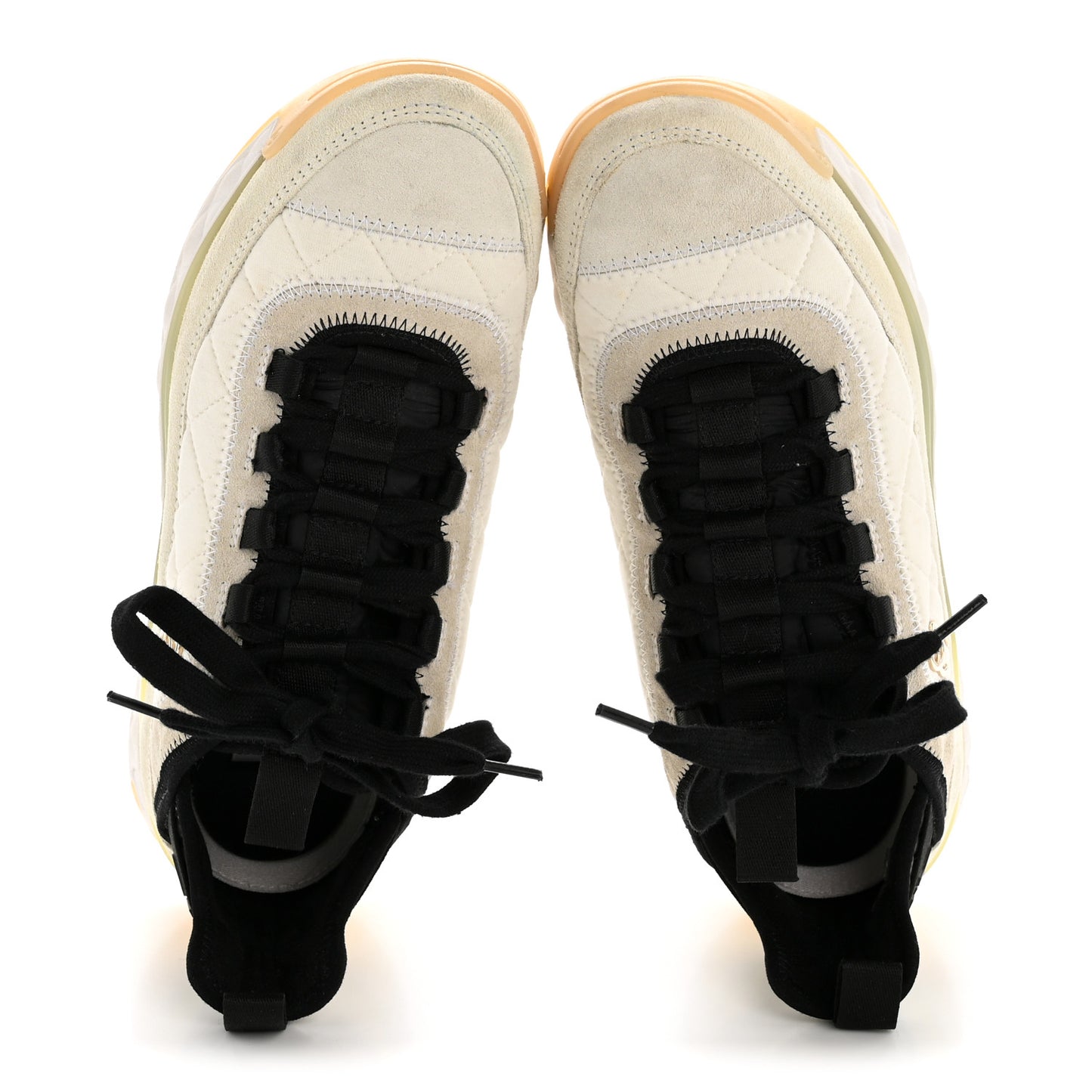 Fabric Suede Calfskin CC Sneakers 37.5 White Ivory