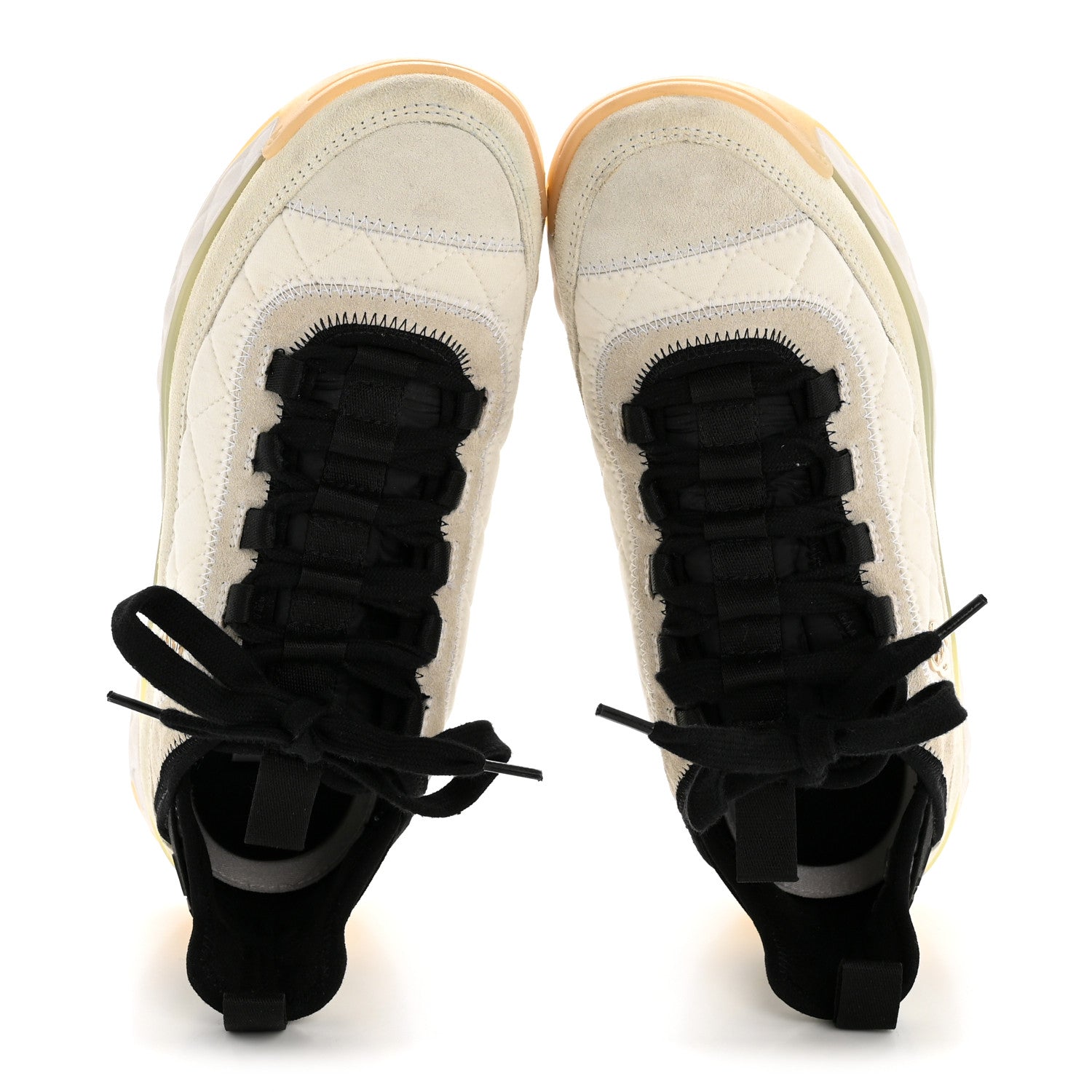 Chanel Fabric Suede Calfskin CC Sneakers 37.5 White Ivory 2 of 10