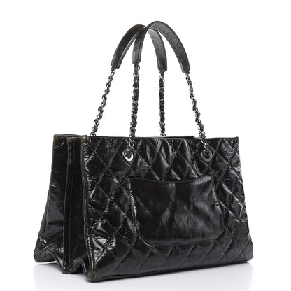Chanel Aged Glazed Nylon Quilted Shopping Tote Dark Grey 2 of 23