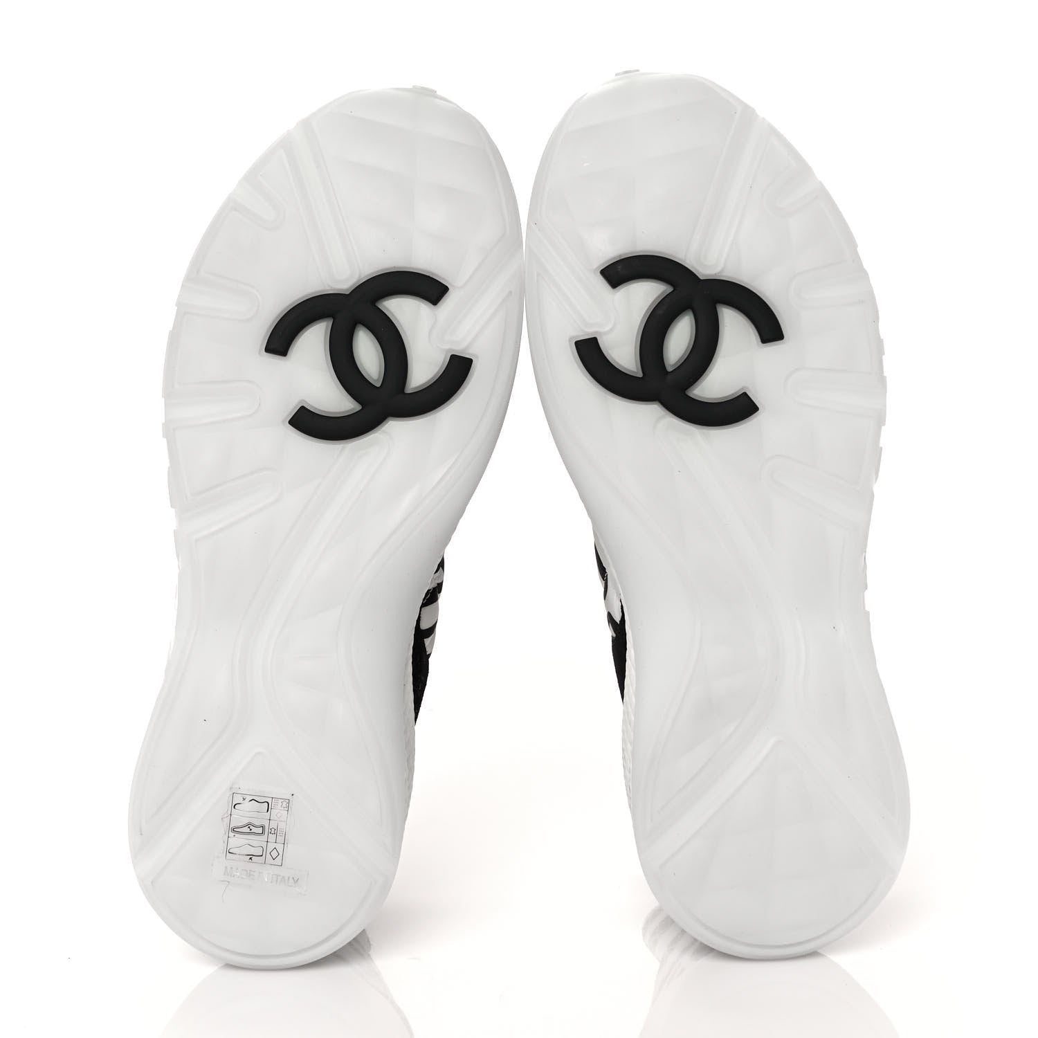 Chanel Nylon Suede Calfskin Printed Sneakers 40.5 White Black 5 of 8