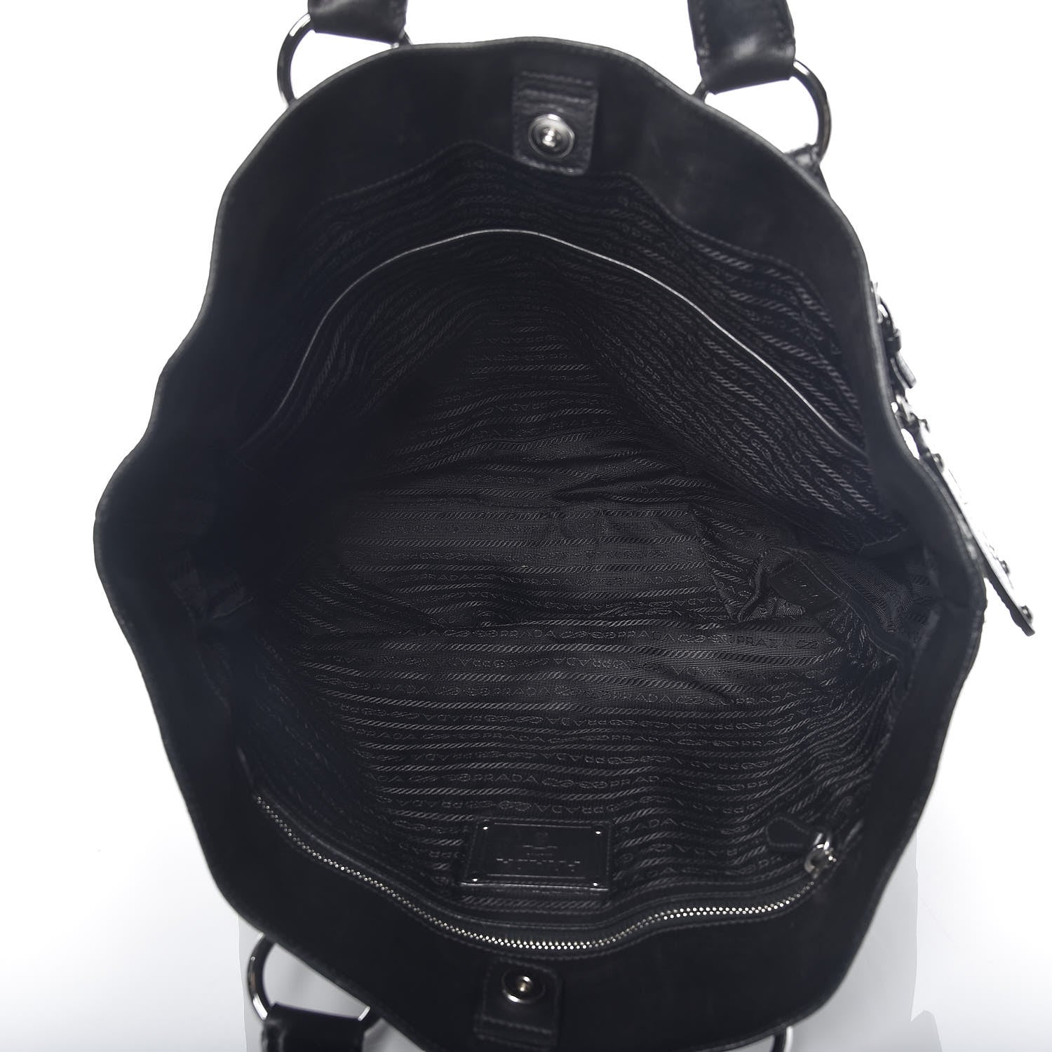 Prada Calfskin Zebra Striped Tote Bag Black 6 of 15