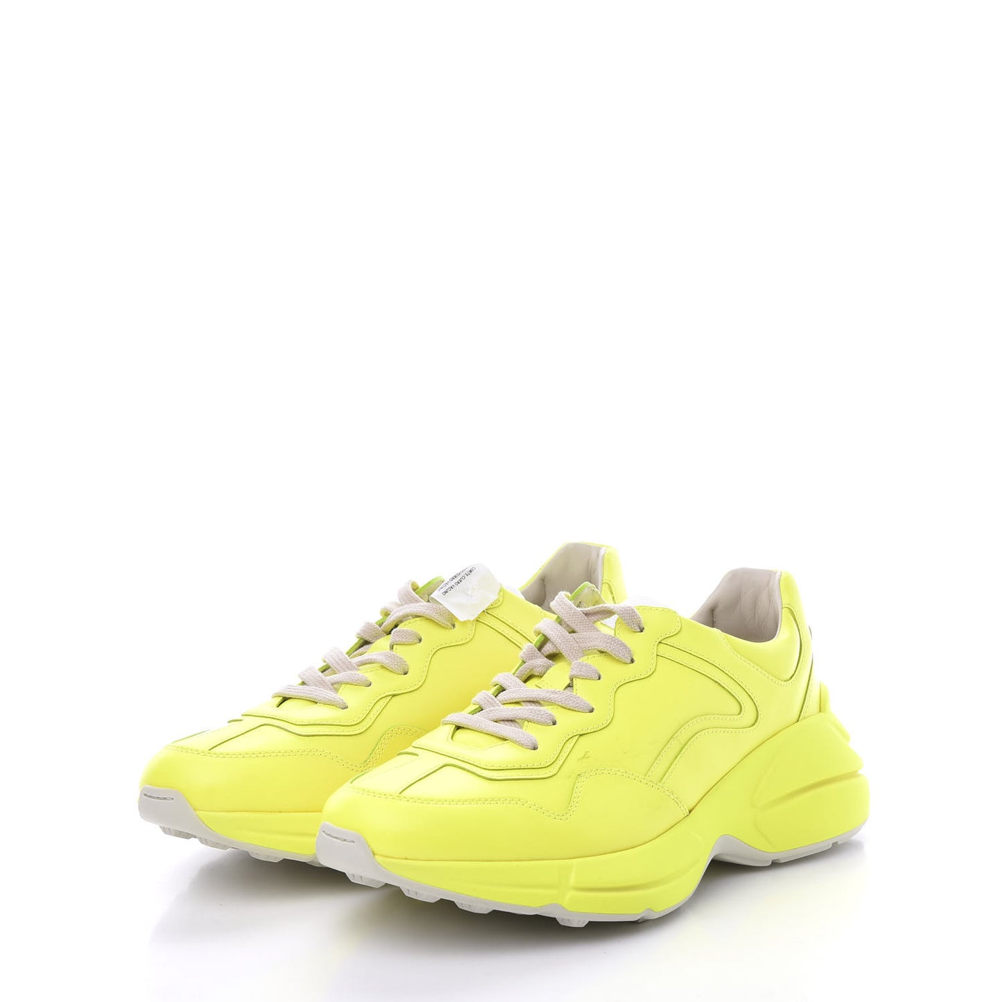 Calfskin Womens Rhyton Sneakers 41 Fluo Yellow