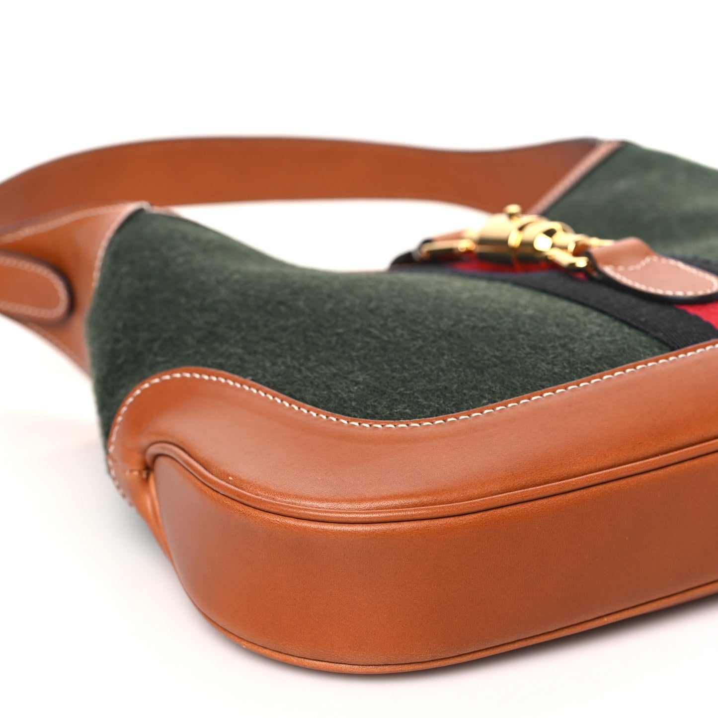 Loden Fabric Cuoio Harness Web Small Jackie 1961 Hobo Underwood Harness Brown