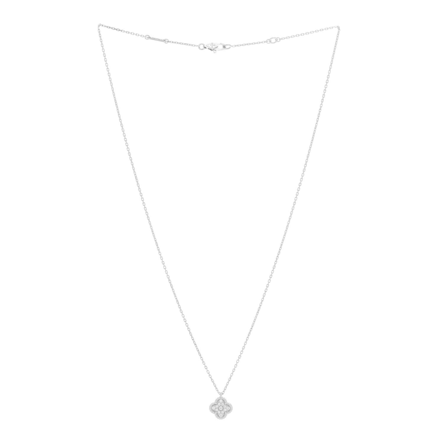 Van Cleef & Arpels 18K White Gold Diamond Sweet Alhambra Pendant Necklace 3 of 6