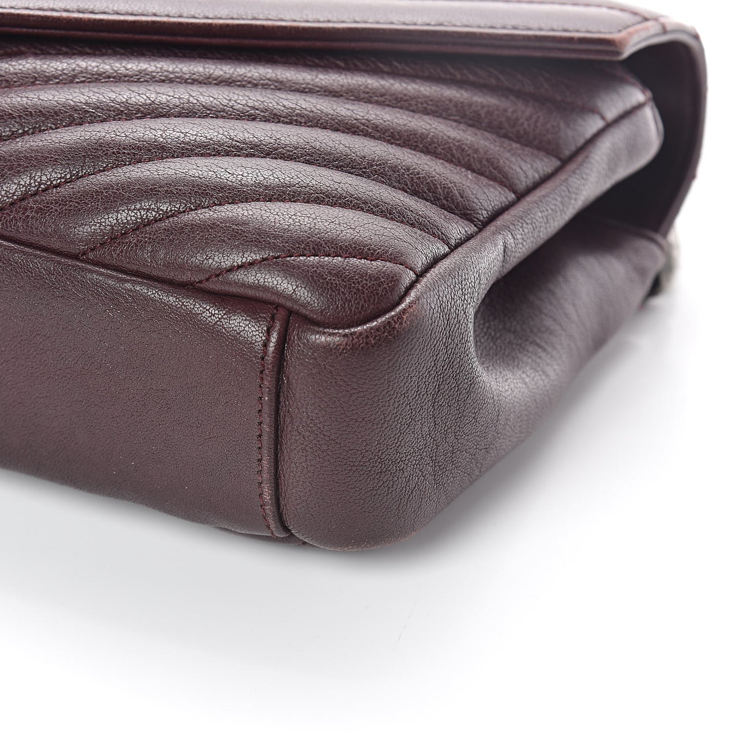 Sheepskin Matelasse Chevron Monogram Medium College Bag Amaranto