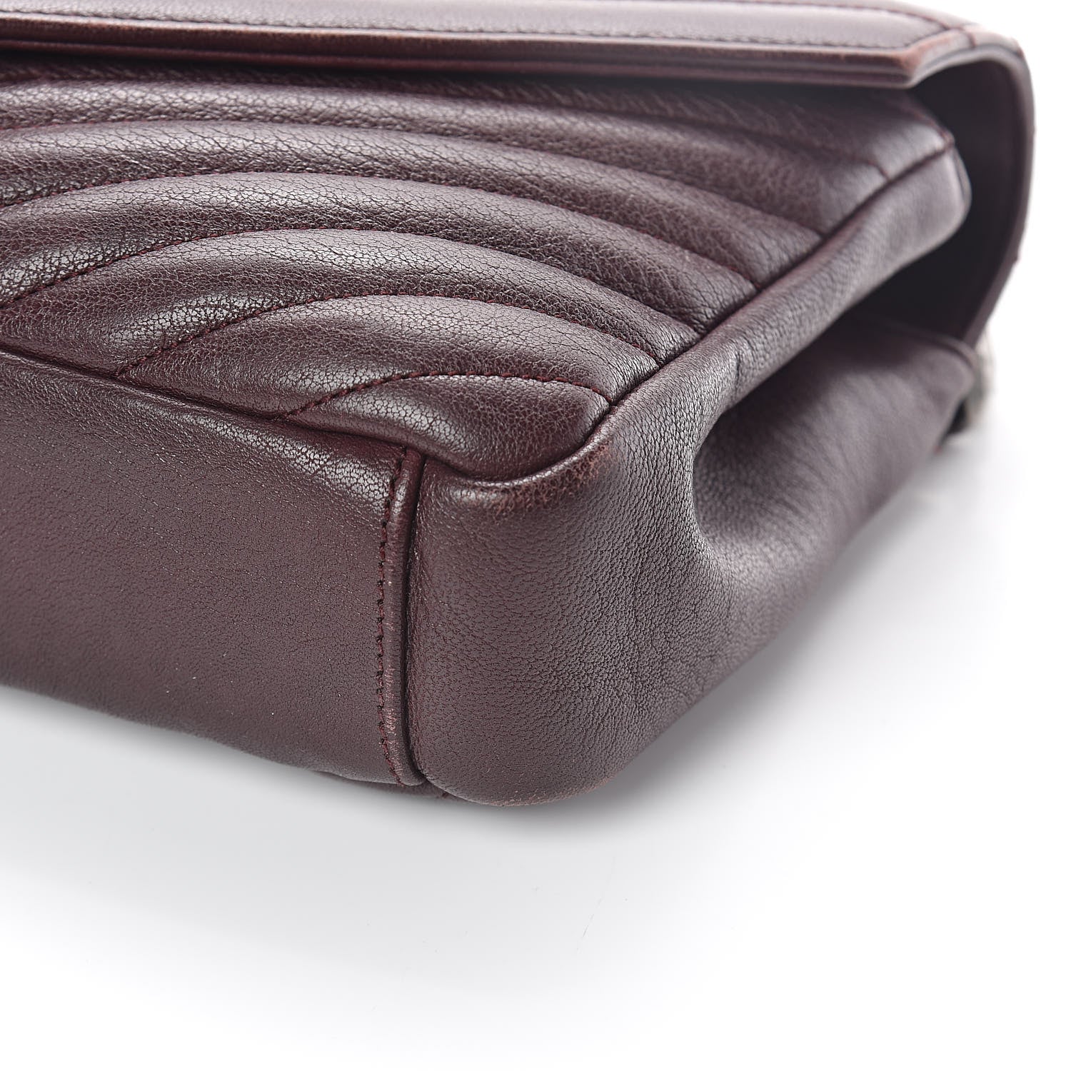 Saint Laurent Sheepskin Matelasse Chevron Monogram Medium College Bag Amaranto 8 of 8