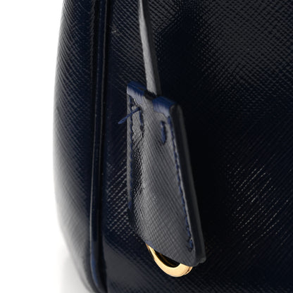 Prada Saffiano Vernice Mini Galleria Double Zip Tote Baltico 16 of 17