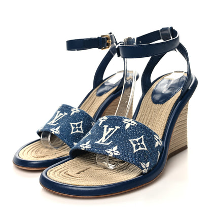 Louis Vuitton Monogram Denim Maia Wedge Sandal 40 3 of 9