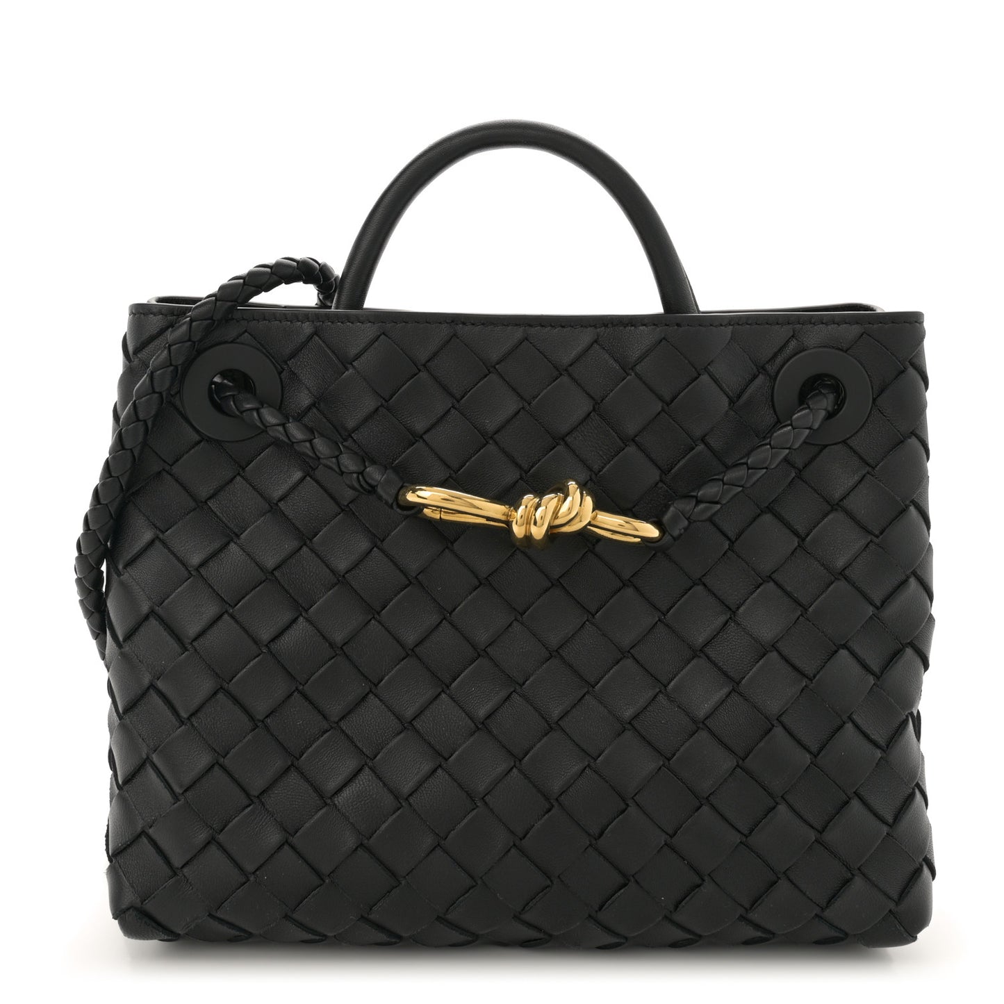 Nappa Intrecciato Small Andiamo Shoulder Bag Black