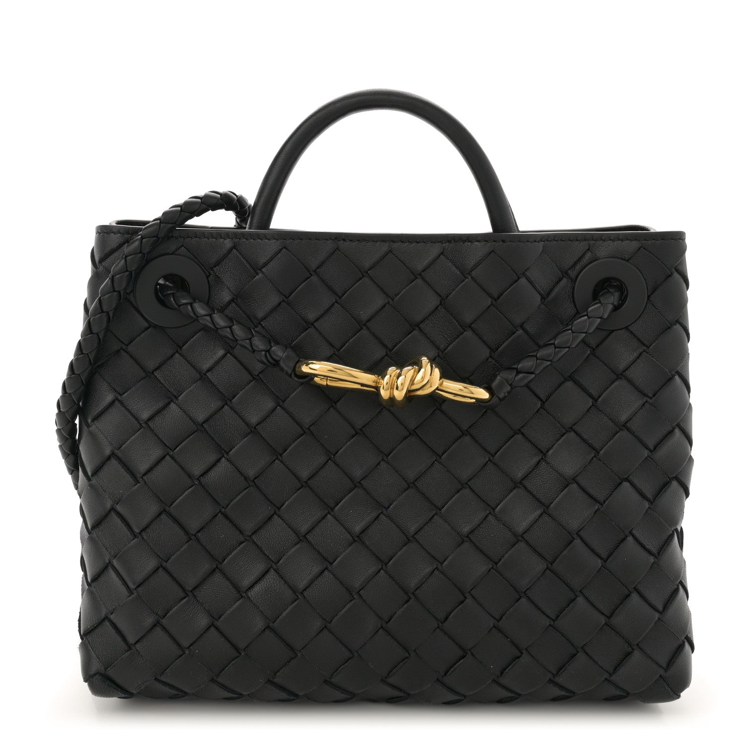 Bottega Veneta Nappa Intrecciato Small Andiamo Shoulder Bag Black 1 of 9