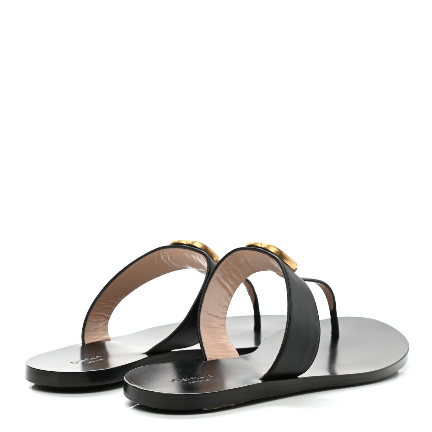 Calfskin GG Marmont Thong Sandals 40 Black
