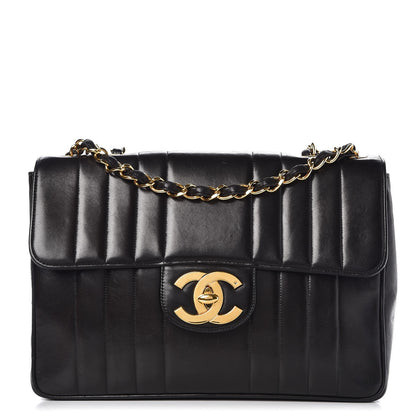 Chanel Lambskin Vertical Quilt Jumbo Single Flap Black 1 of 16
