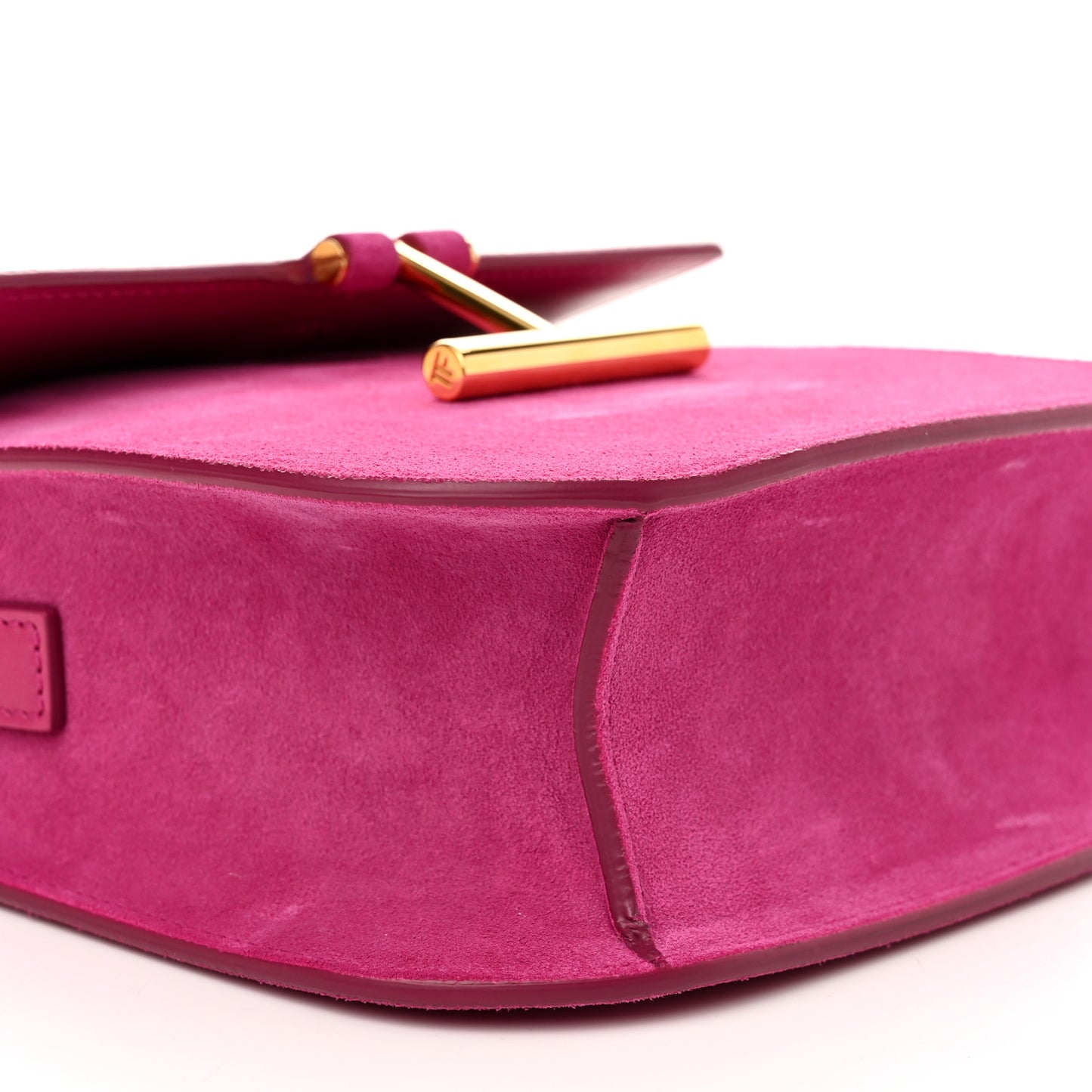Suede T Clasp Tara Crossbody Bag Berry Pink