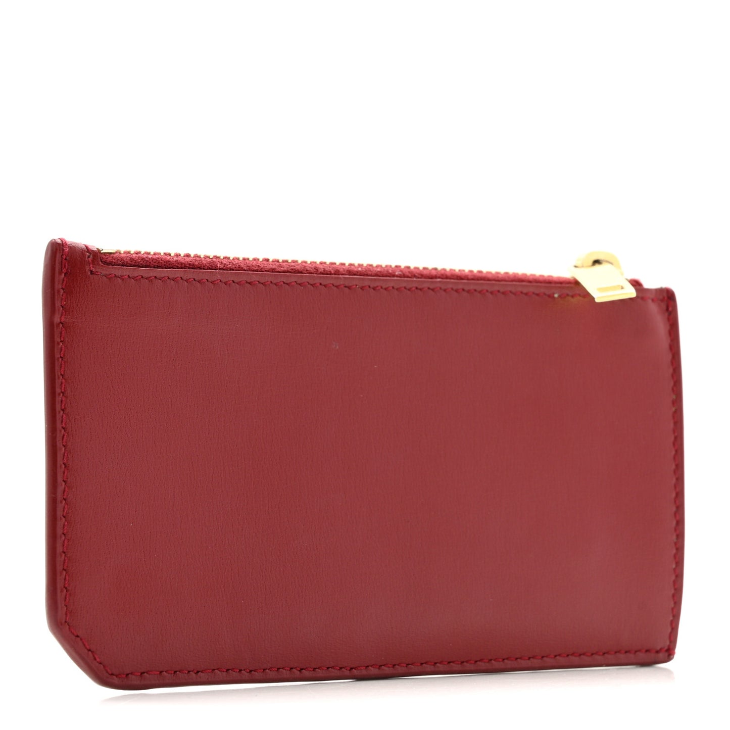 Calfskin 5 Fragments Zip Pouch Card Holder Opyum Red