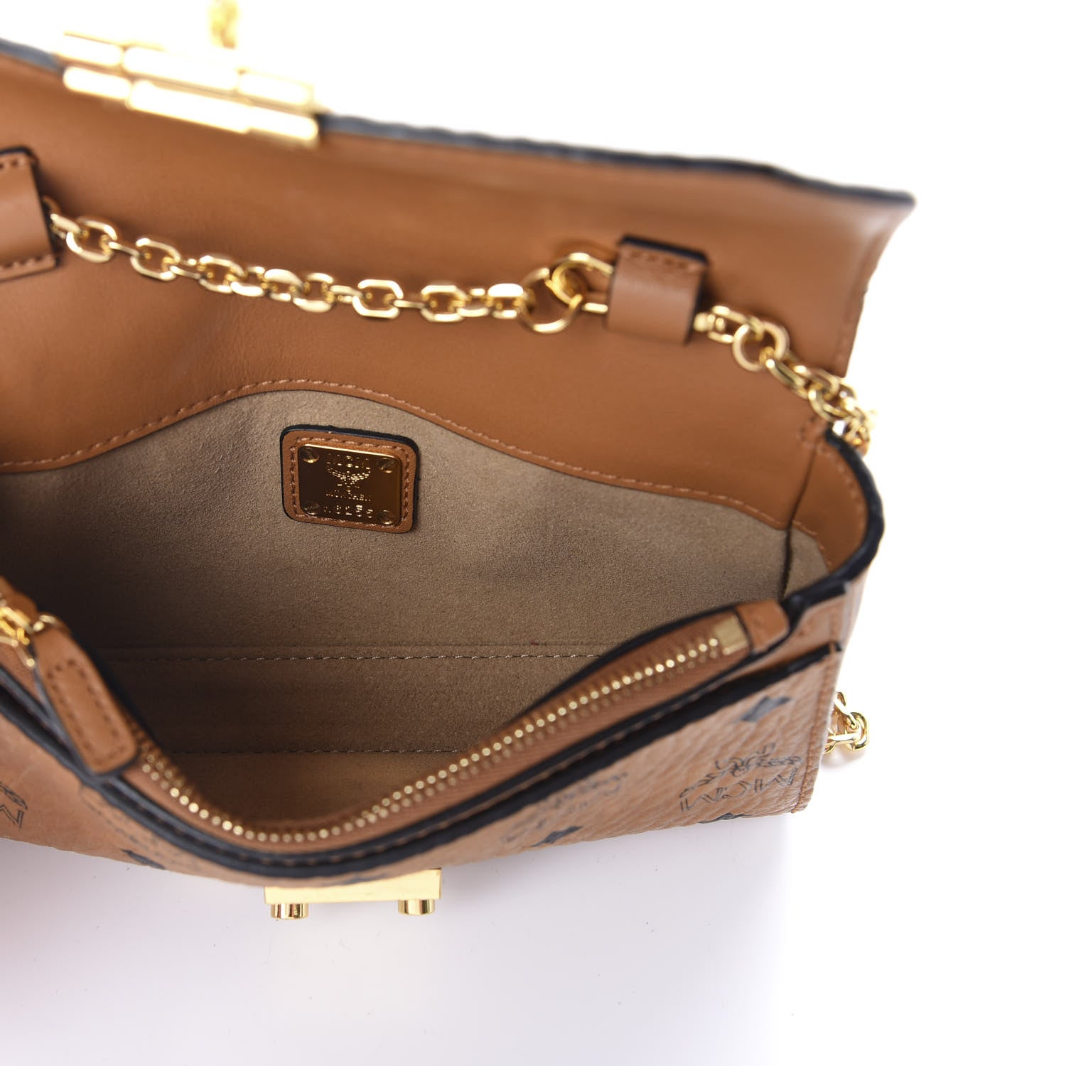 MCM Visetos Small Millie Crossbody Cognac 5 of 8