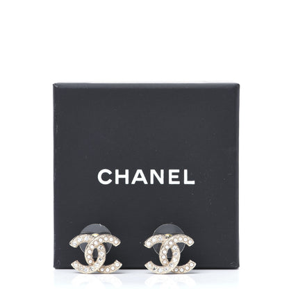 Chanel Crystal Pearl CC Earrings Gold 6 of 6