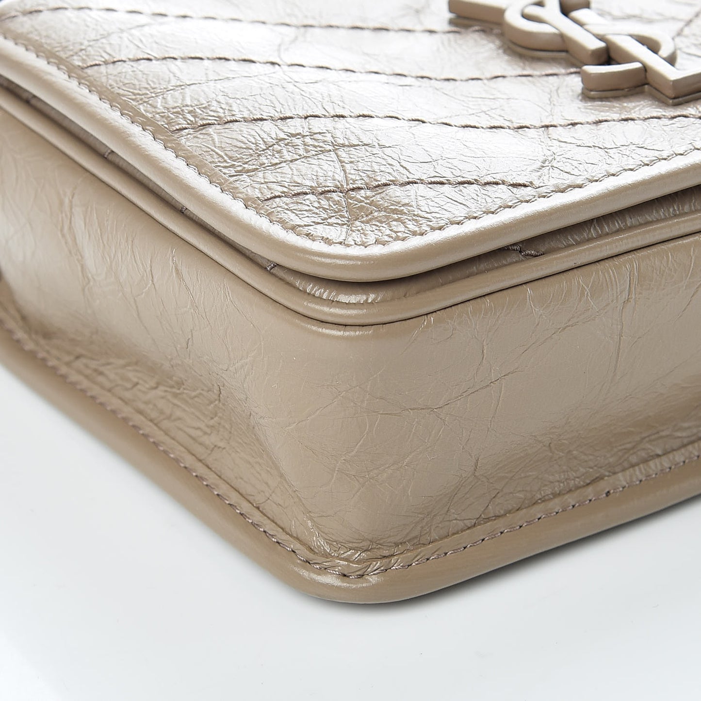 Crinkled Calfskin Matelasse Monogram Niki Chain Wallet Dusty Grey