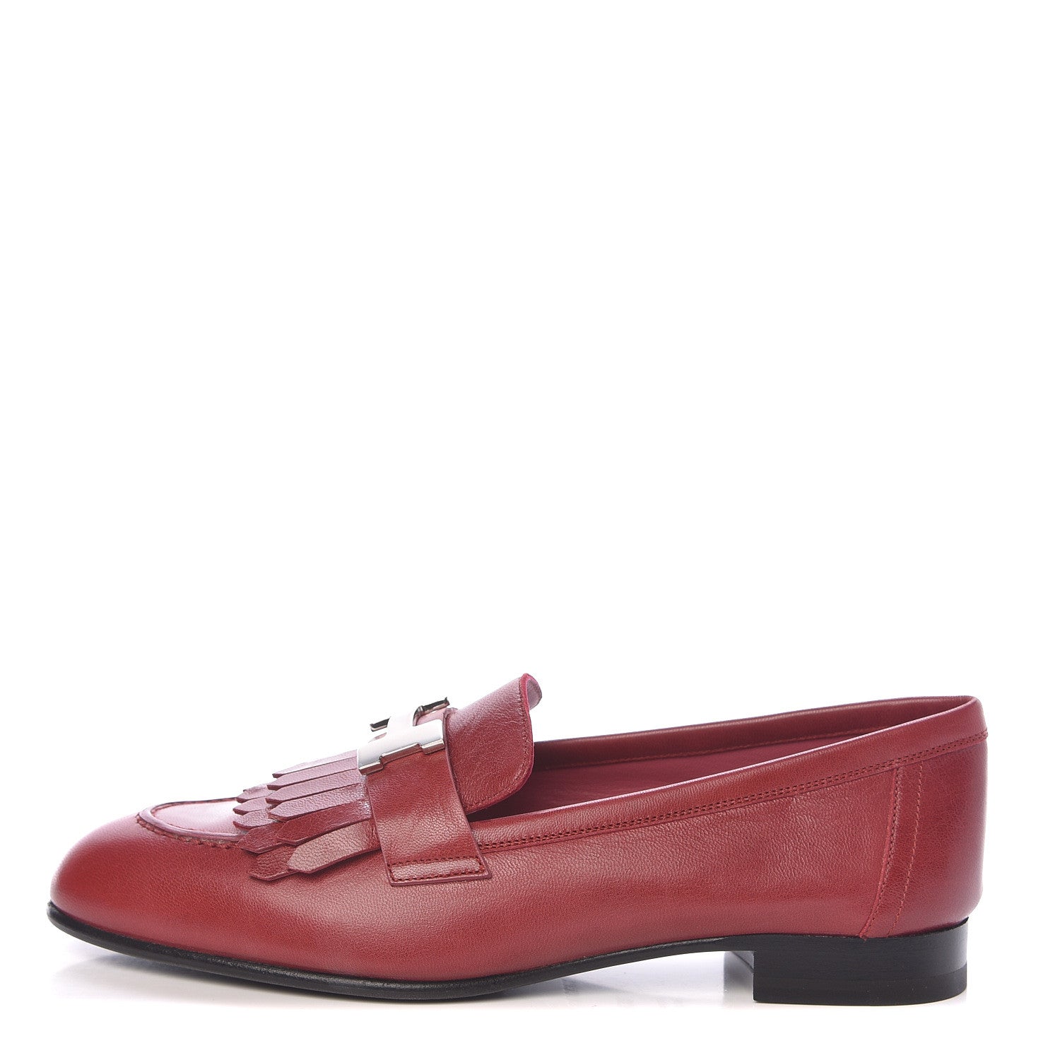 Hermes Goatskin Womens Royal Loafers 36.5 Rouge Tibétain 1 of 10