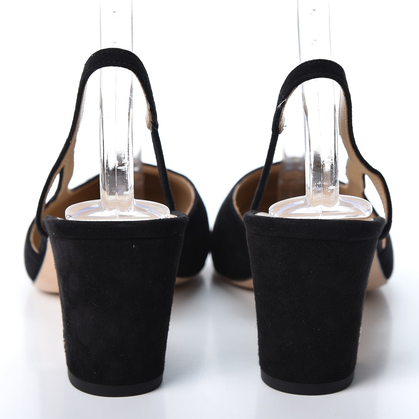 Kid Suede Metallic Lambskin Cap Toe CC Slingback Pumps 40.5 Black Silver