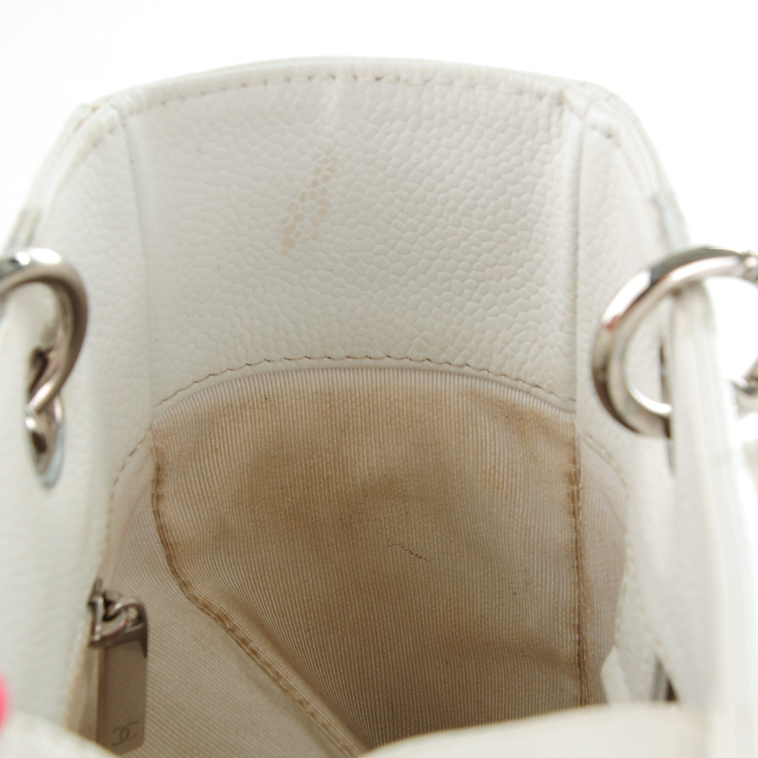 Chanel Caviar Quilted Petit Shopping Tote PST White 6 of 9