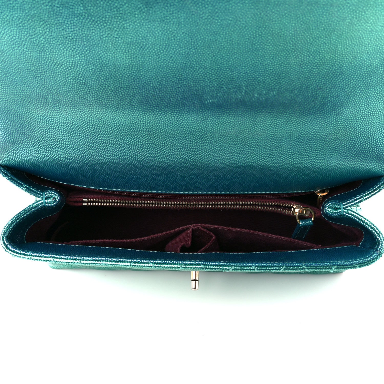 Chanel Metallic Caviar Quilted Small Coco Handle Flap Blue 5 of 11