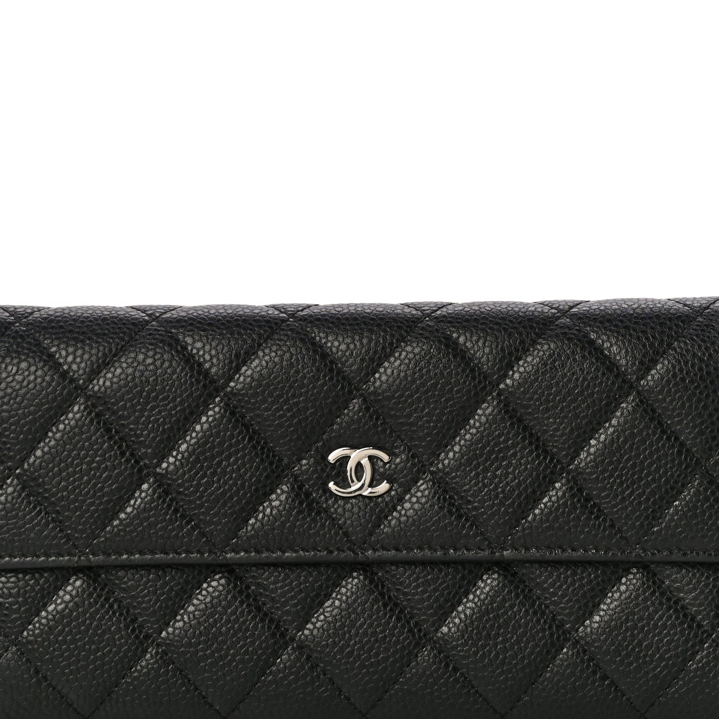 Caviar Quilted Large Gusset Flap Wallet Black