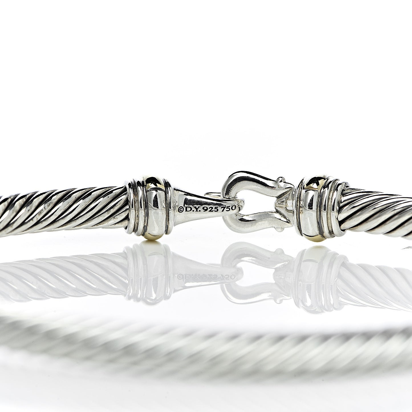 Sterling Silver 18K Yellow Gold 4mm Cable Buckle Bracelet