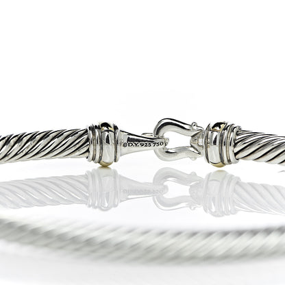 David Yurman Sterling Silver 18K Yellow Gold 4mm Cable Buckle Bracelet 4 of 4