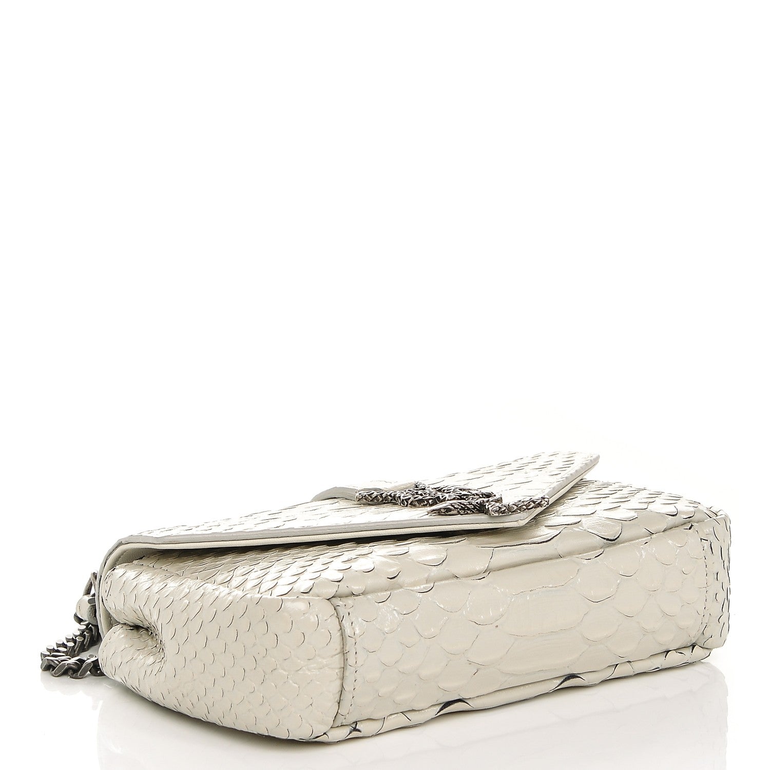 Saint Laurent Python Calfskin Embossed Monogram Classic Baby Chain Bag White 4 of 6