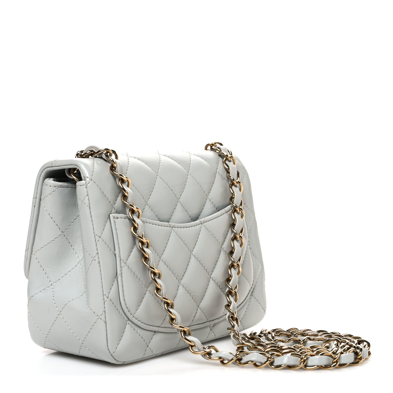 Chanel Lambskin Quilted Mini Square Flap Light Grey 2 of 9