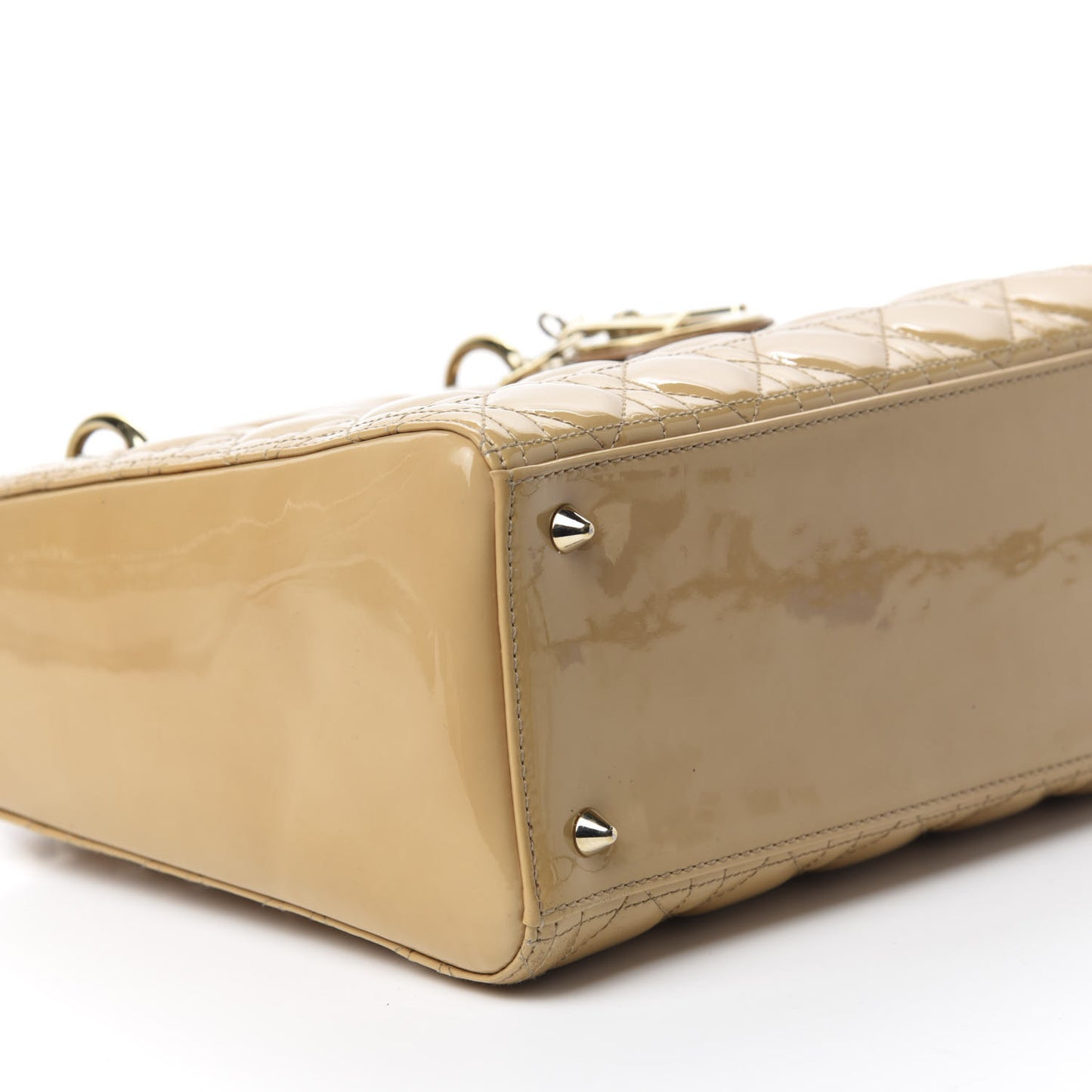 Patent Cannage Medium Lady Dior Beige