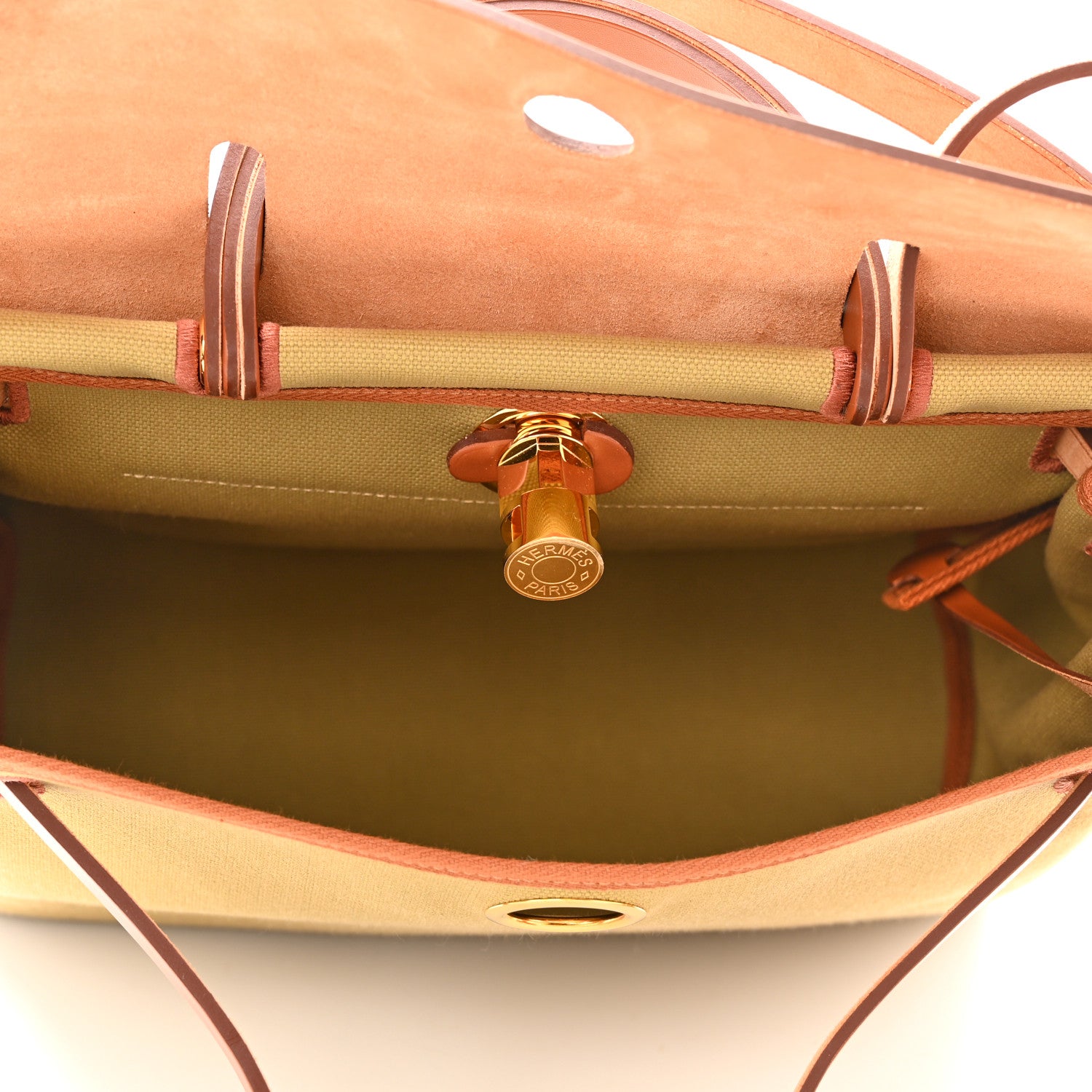 Hermes Military Toile Vache Hunter Herbag Zip Retourne 31 PM Poussiere Fauve 5 of 9