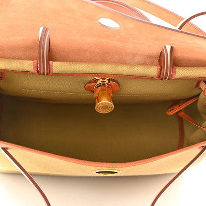 Hermes Military Toile Vache Hunter Herbag Zip Retourne 31 PM Poussiere Fauve 5 of 9