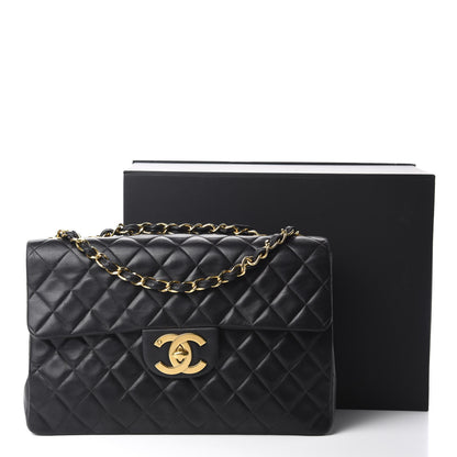 Chanel Lambskin Quilted XL Jumbo Single Flap Black 15 of 15