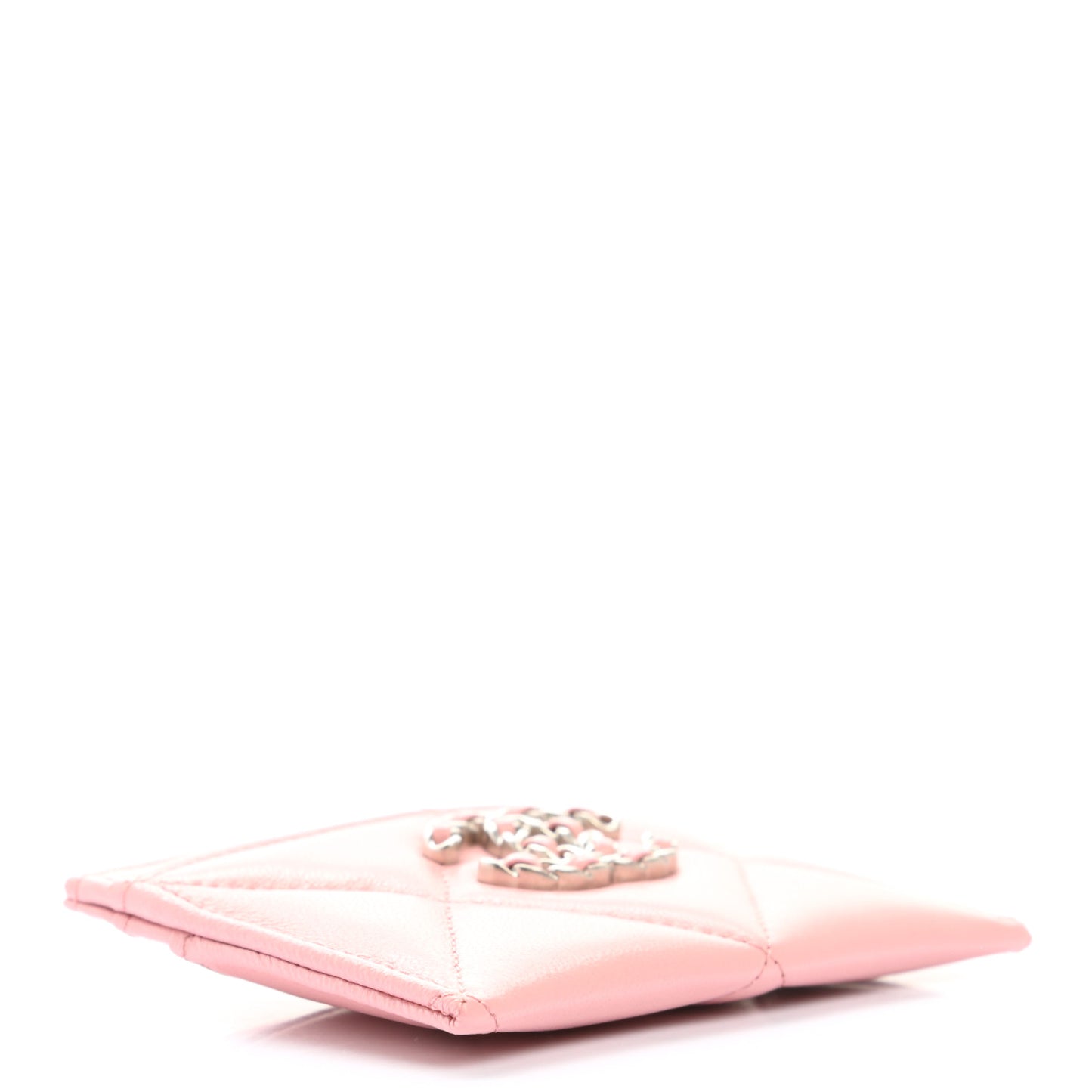 Lambskin Quilted Chanel 19 Card Holder Light Pink