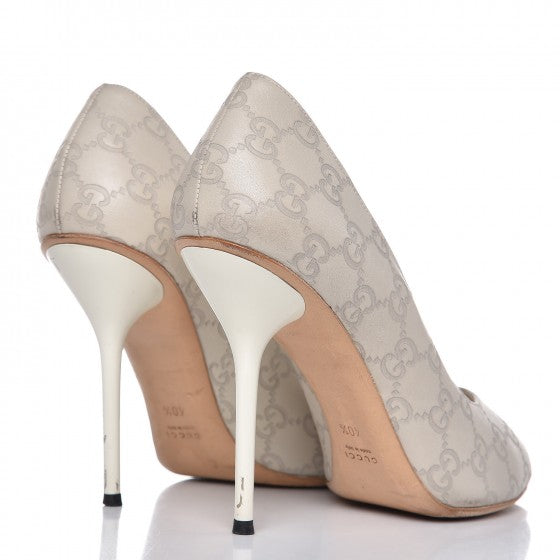Gucci Guccissima Peep Toe Pumps 40.5 White 4 of 11
