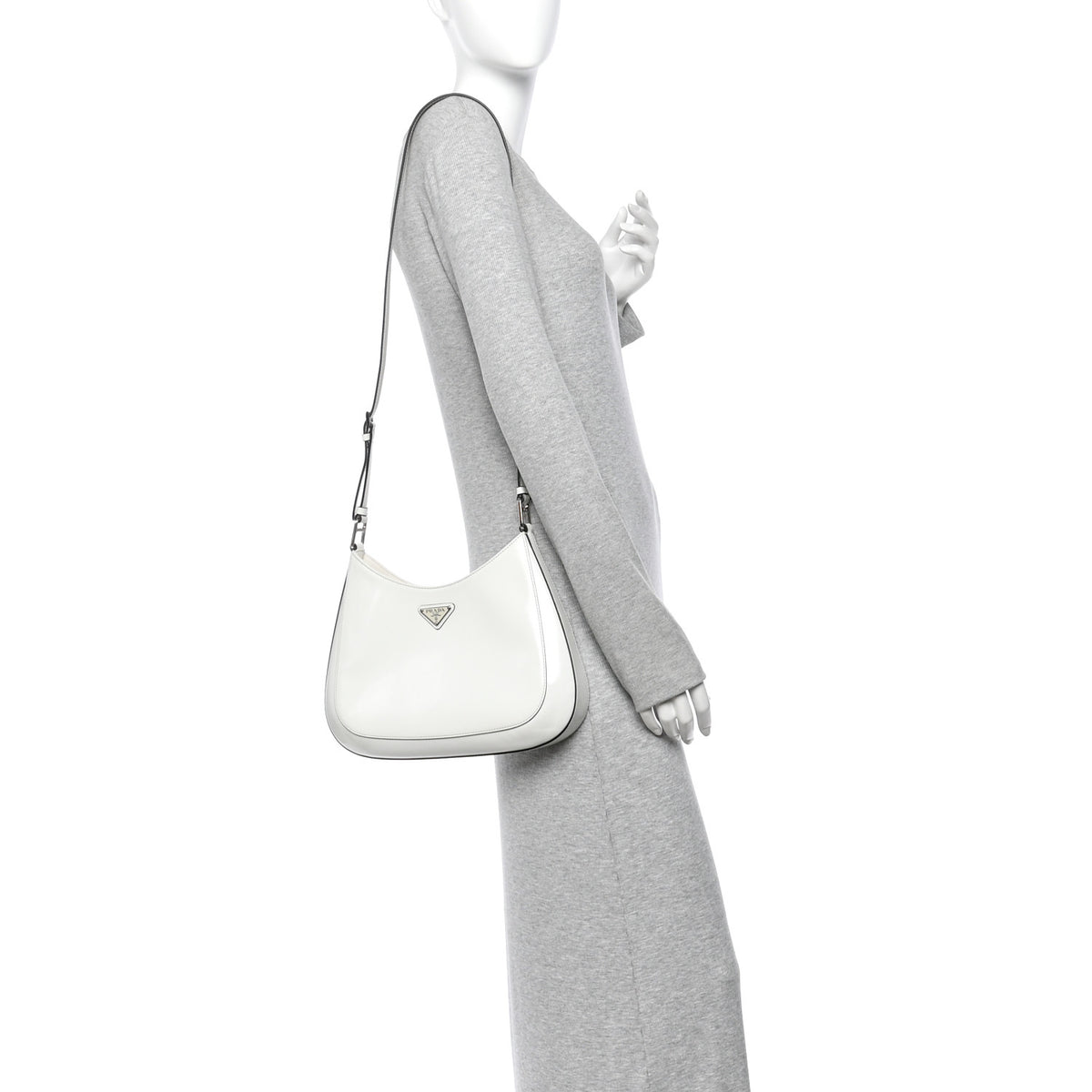 Prada Spazzolato Cleo Adjustable Strap Shoulder Bag White 2 of 10
