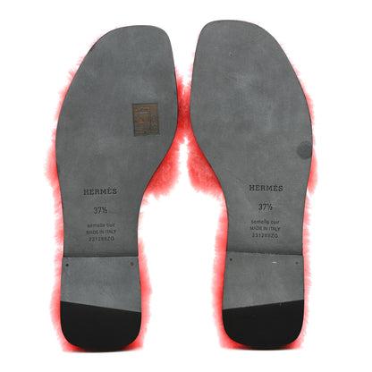 Hermes Woolskin Oran Sandals 37.5 Rose Du Desert 6 of 9