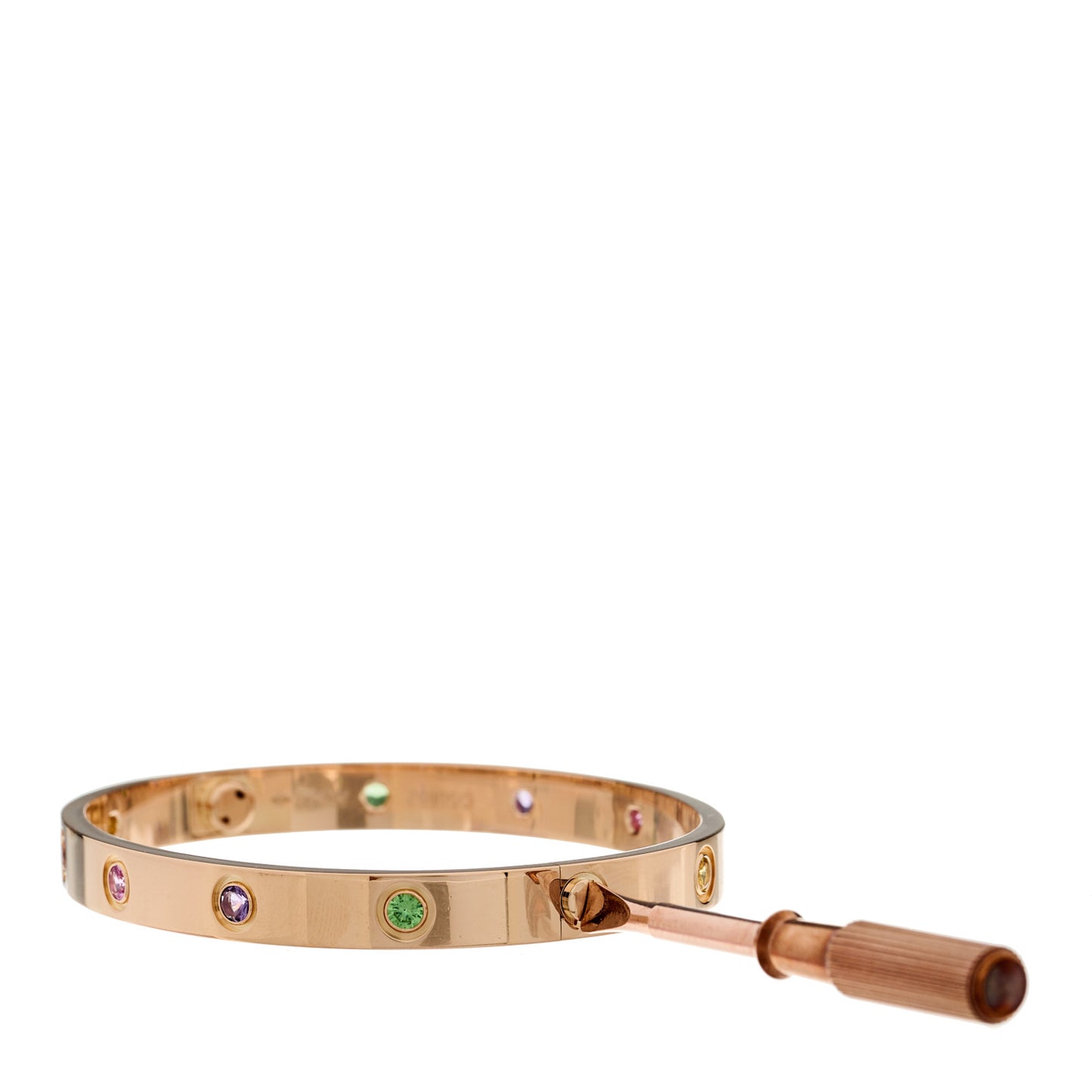 18K Pink Gold Sapphire Garnet Amethyst LOVE Bracelet 17