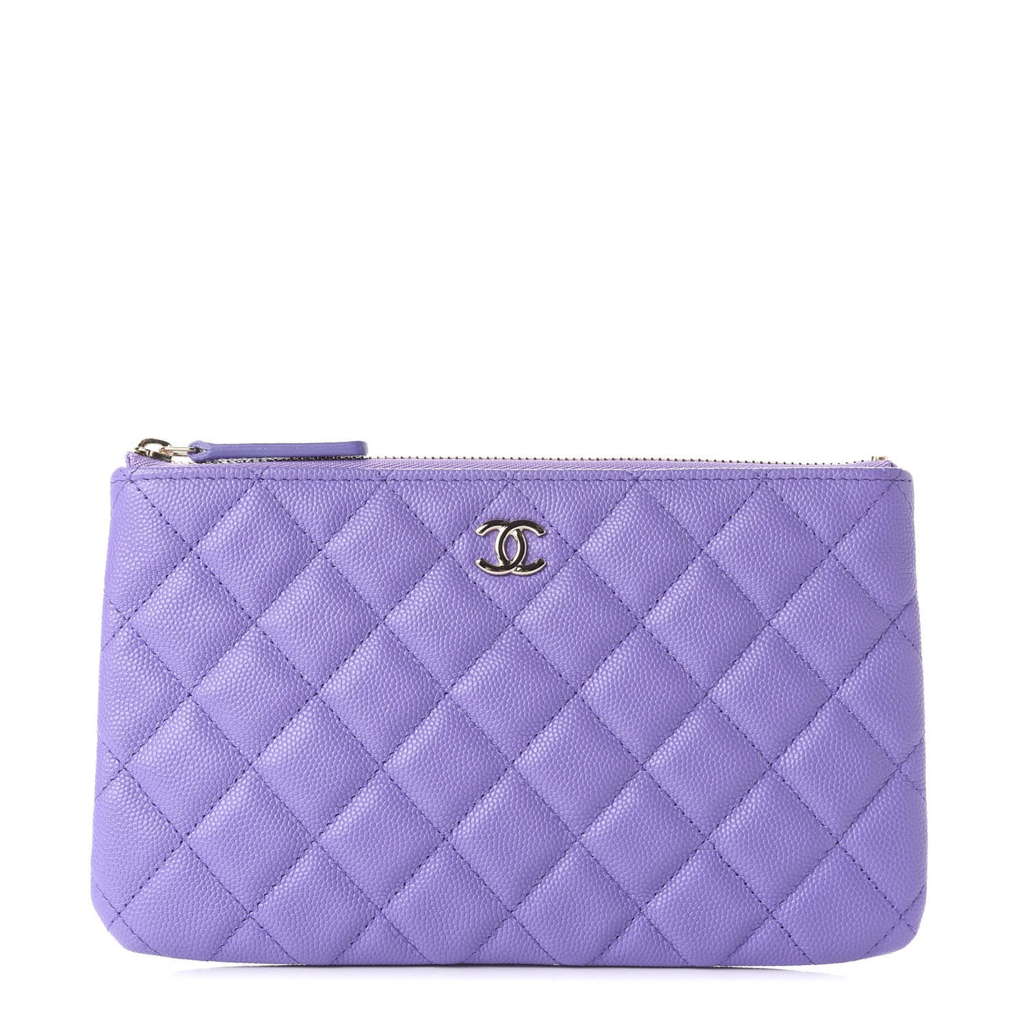 Caviar Quilted Small Zipped Pouch Purple