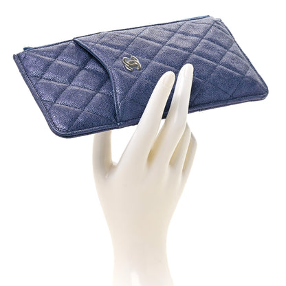 Chanel Iridescent Caviar Quilted Classic iPhone Pouch Dark Blue 2 of 8