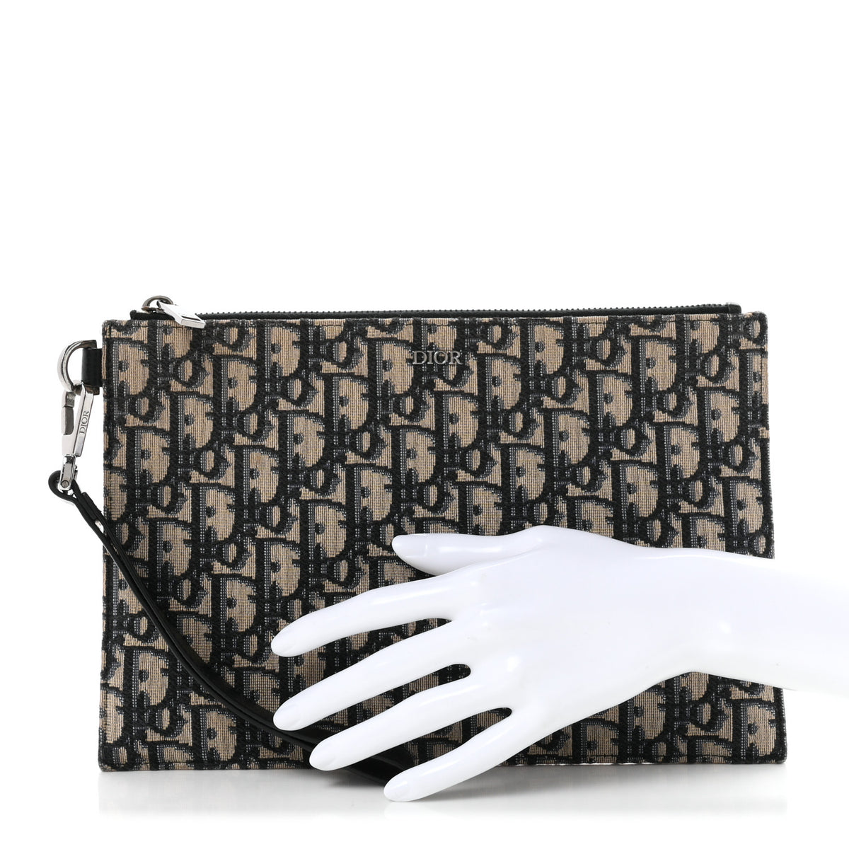 Christian Dior Oblique A4 Flat Pouch Clutch Blue 2 of 10