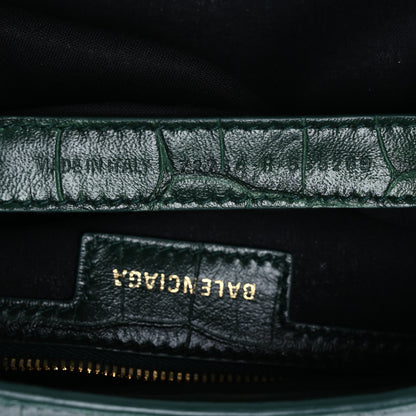 Balenciaga Extra Supple Calfskin Monochrome Crocodile Embossed Medium Le Cagole Shoulder Bag Forest Green 7 of 13