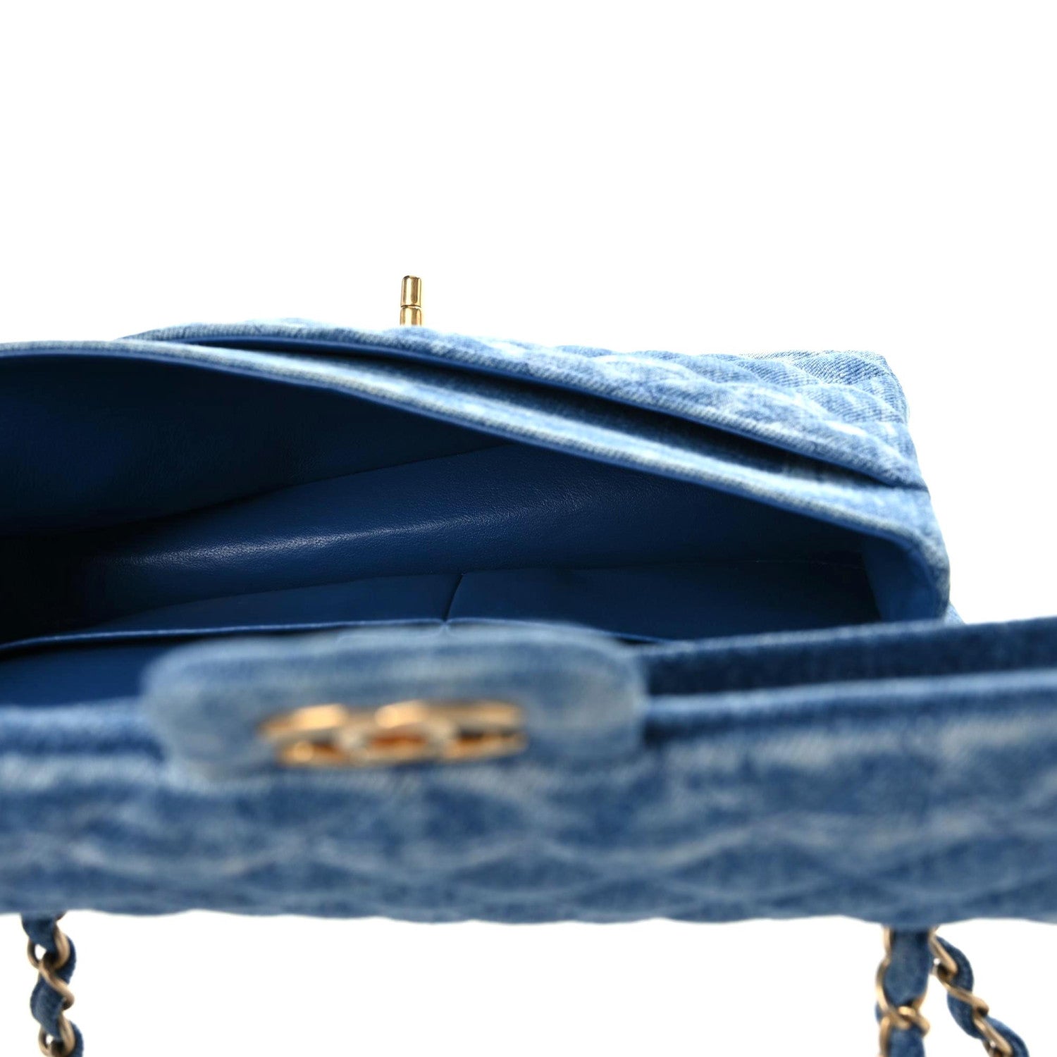 Chanel Denim Quilted Medium Double Flap Blue 7 of 11