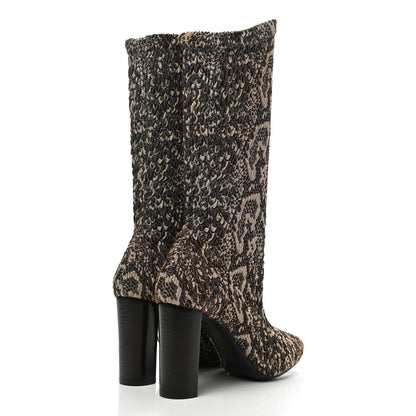 Saint Laurent Stretch Fabric Calf Heel Boots 37.5 Beige Vintage 4 of 7