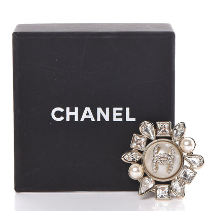 Chanel Pearl Crystal CC Snowfall Brooch Light Gold 5 of 5