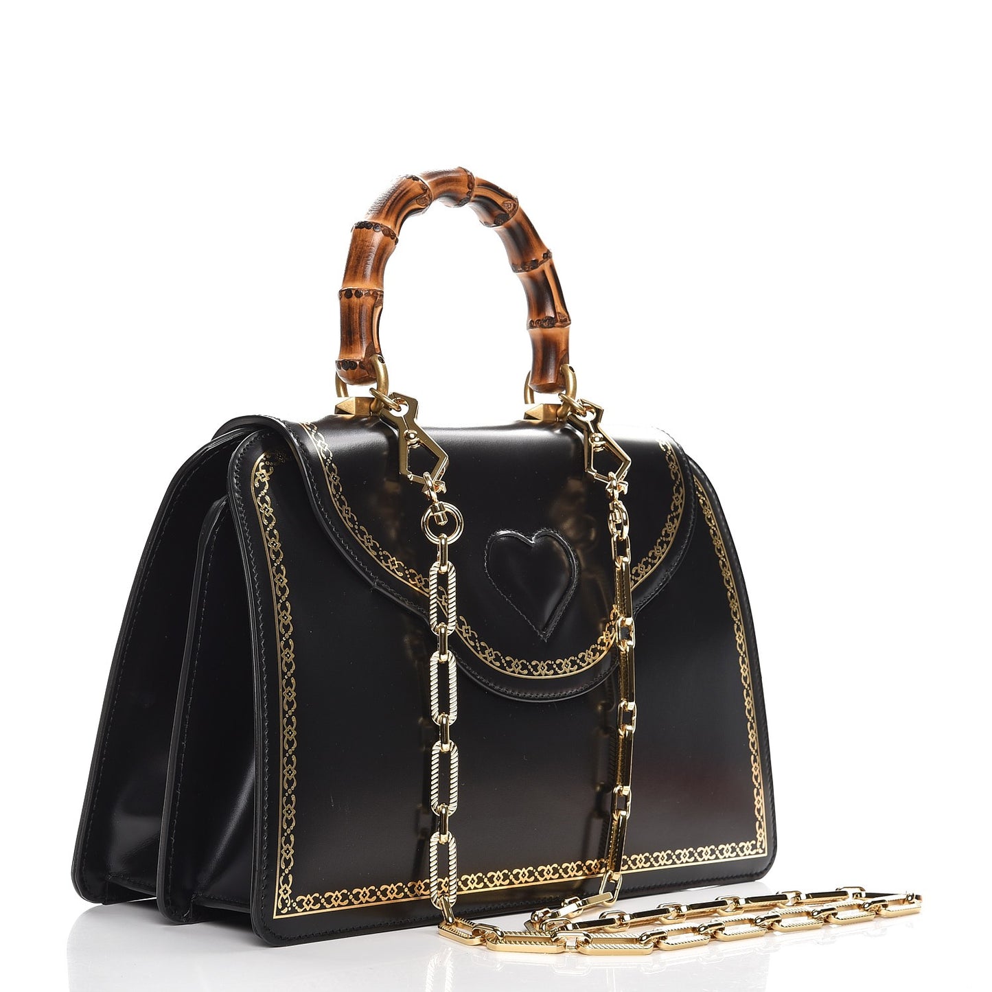Calfskin Bamboo Medium Thiara Top Handle Bag Black