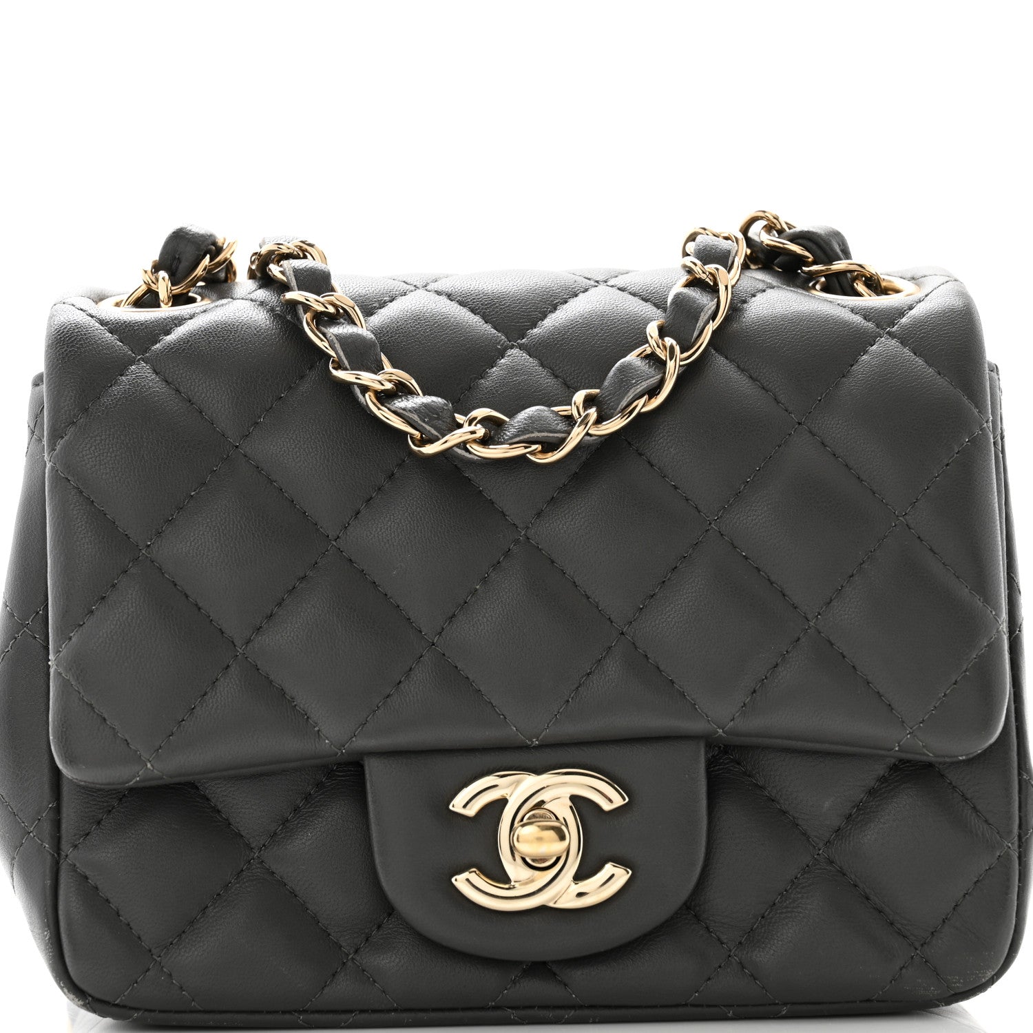 Chanel Lambskin Quilted Mini Square Flap Dark Grey 8 of 11